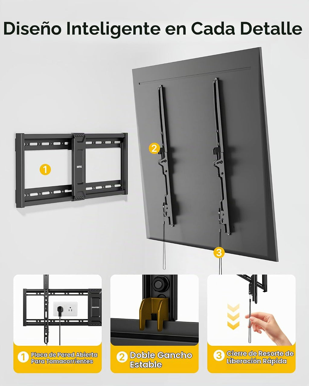 monTEK Soporte de pared fijo resistente para televisores de 43 a 100