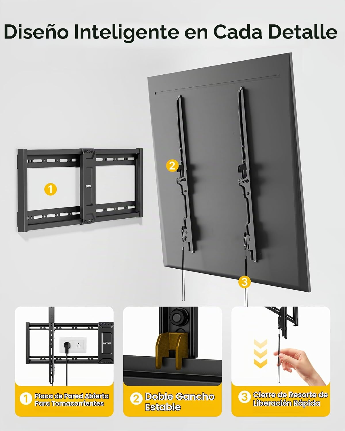 monTEK Soporte de pared fijo resistente para televisores de 43 a 100