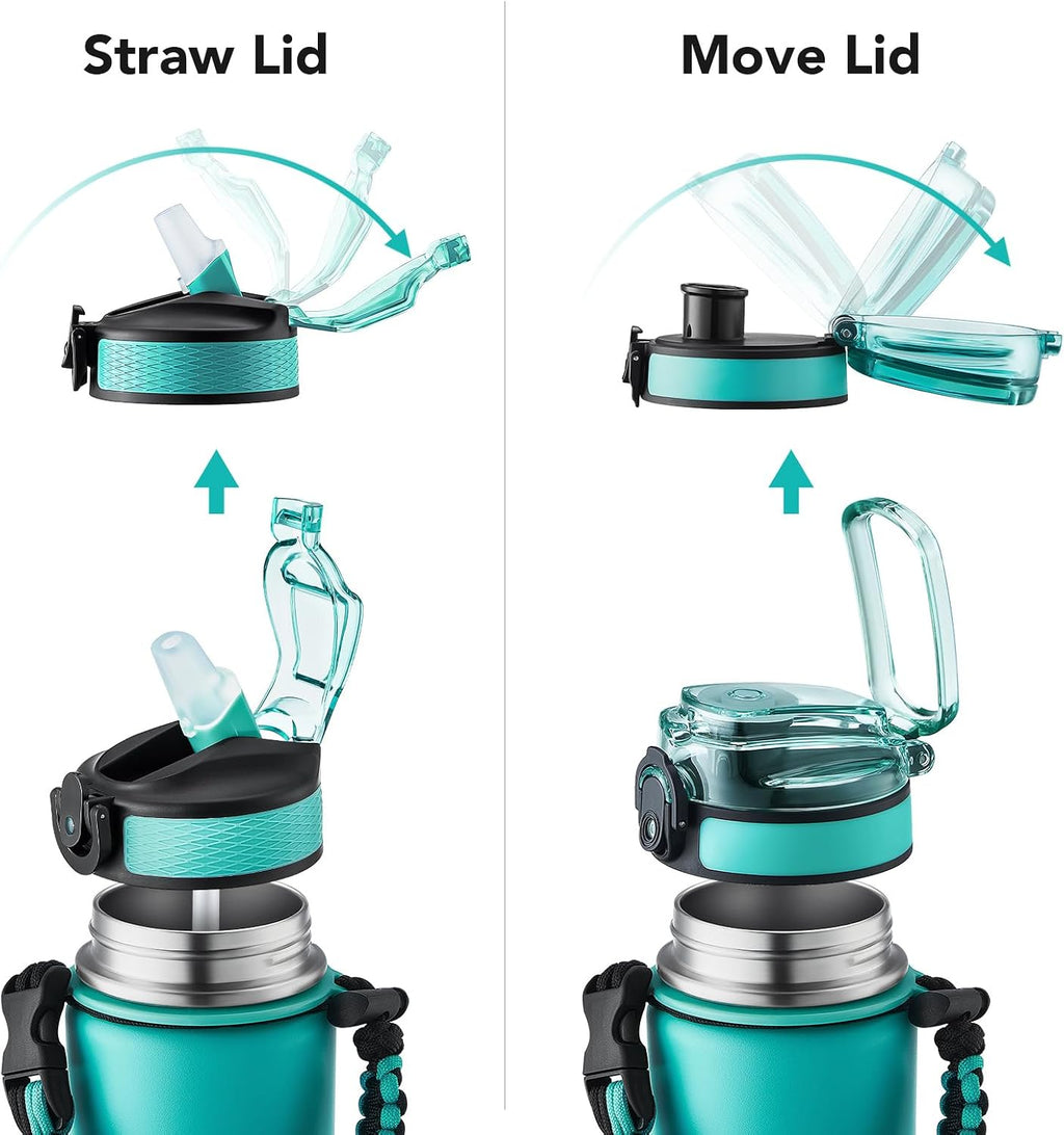 GOSWAG Botella de agua de viaje de acero inoxidable aislada de 24 onzas