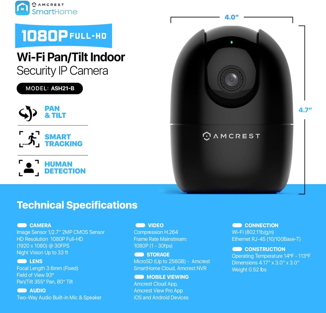 Amcrest Cámara WiFi 1080P para interiores, cámara de niñera, cámara...