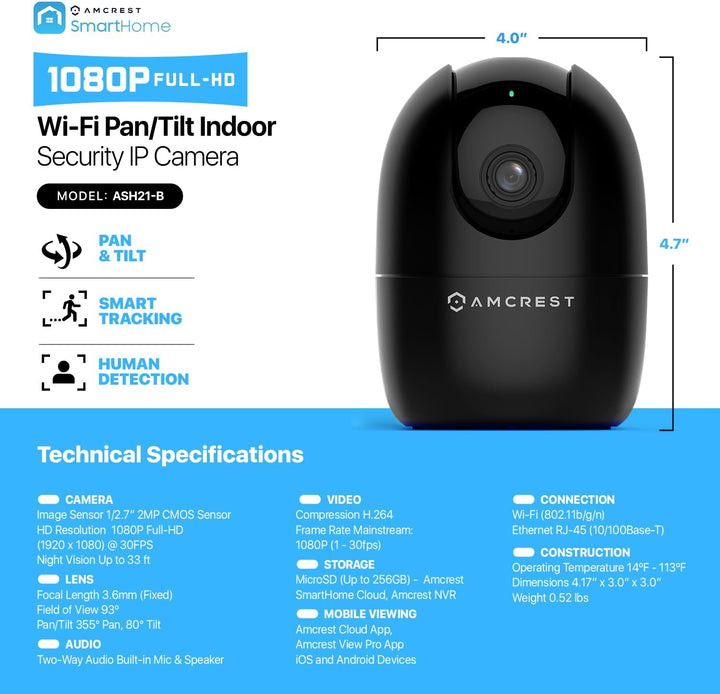 Amcrest Cámara WiFi 1080P para interiores, cámara de niñera, cámara...