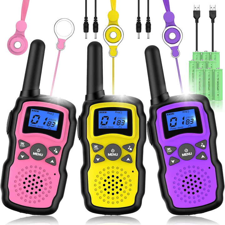 Wishouse Walkie Talkies para niños y adultos, paquete de 3 recargab...