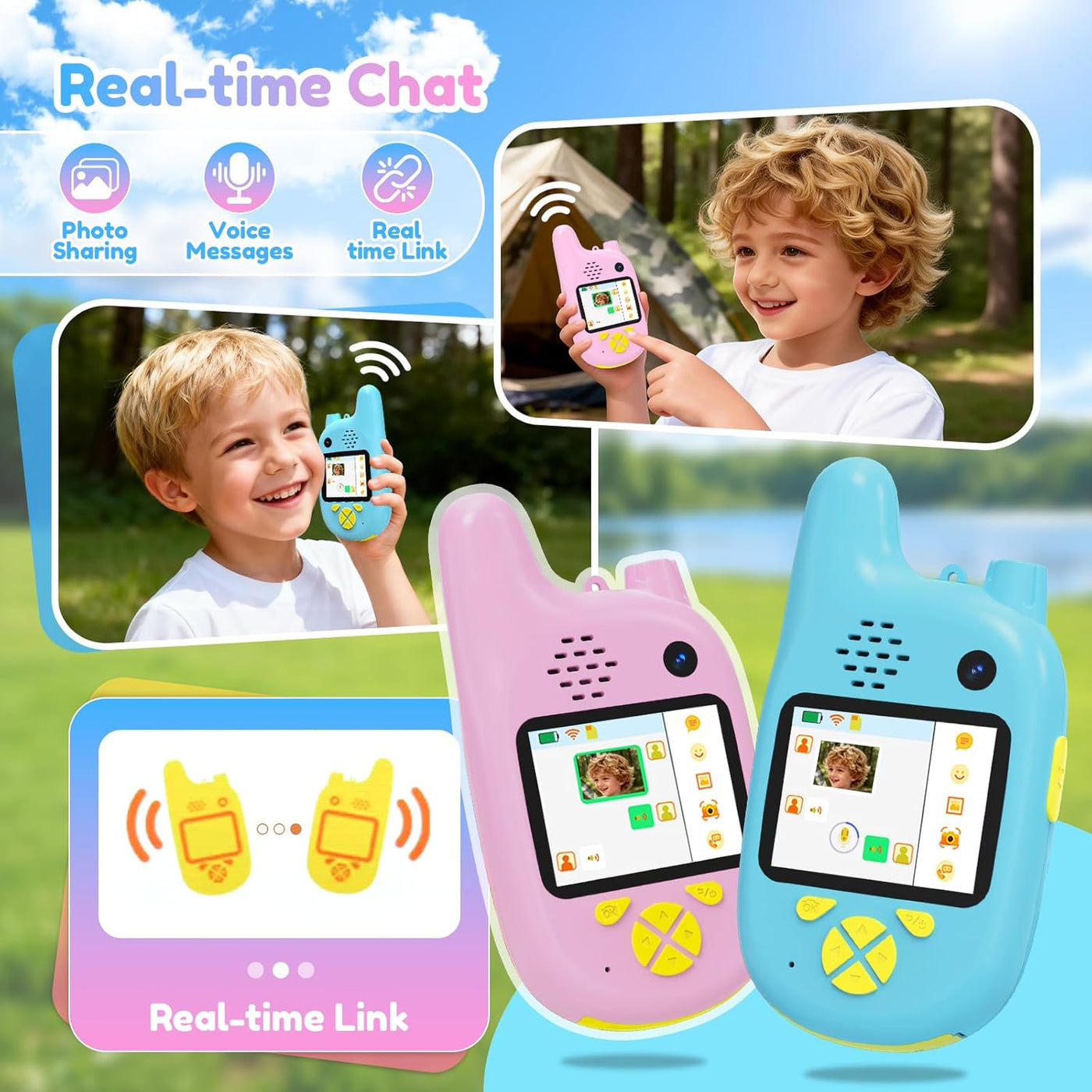 Walkie Talkies de video para niños con cámaras duales