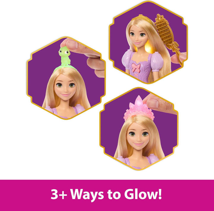 Mattel Disney Princesa Rapunzel Muñeca de moda con pelo que se ilum...