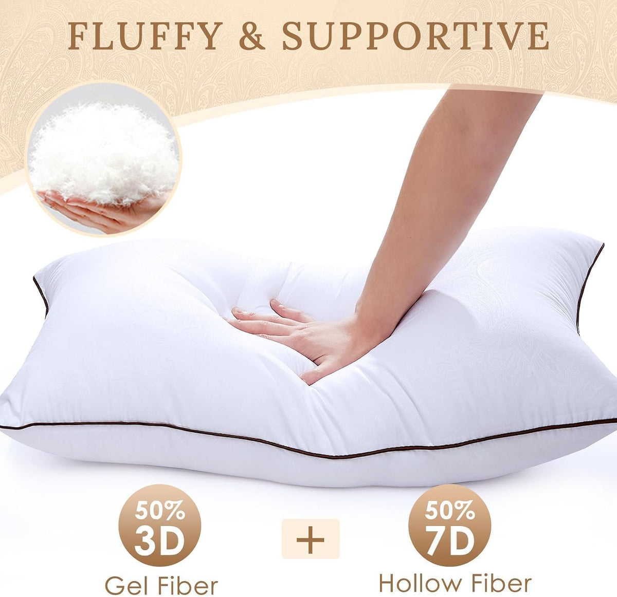 HUXMEYSON Almohadas tamaño Queen, juego de 4, juego de almohadas de cama de hotel de lujo con relleno alternativo de plumón para personas que duermen de lado y de espaldas