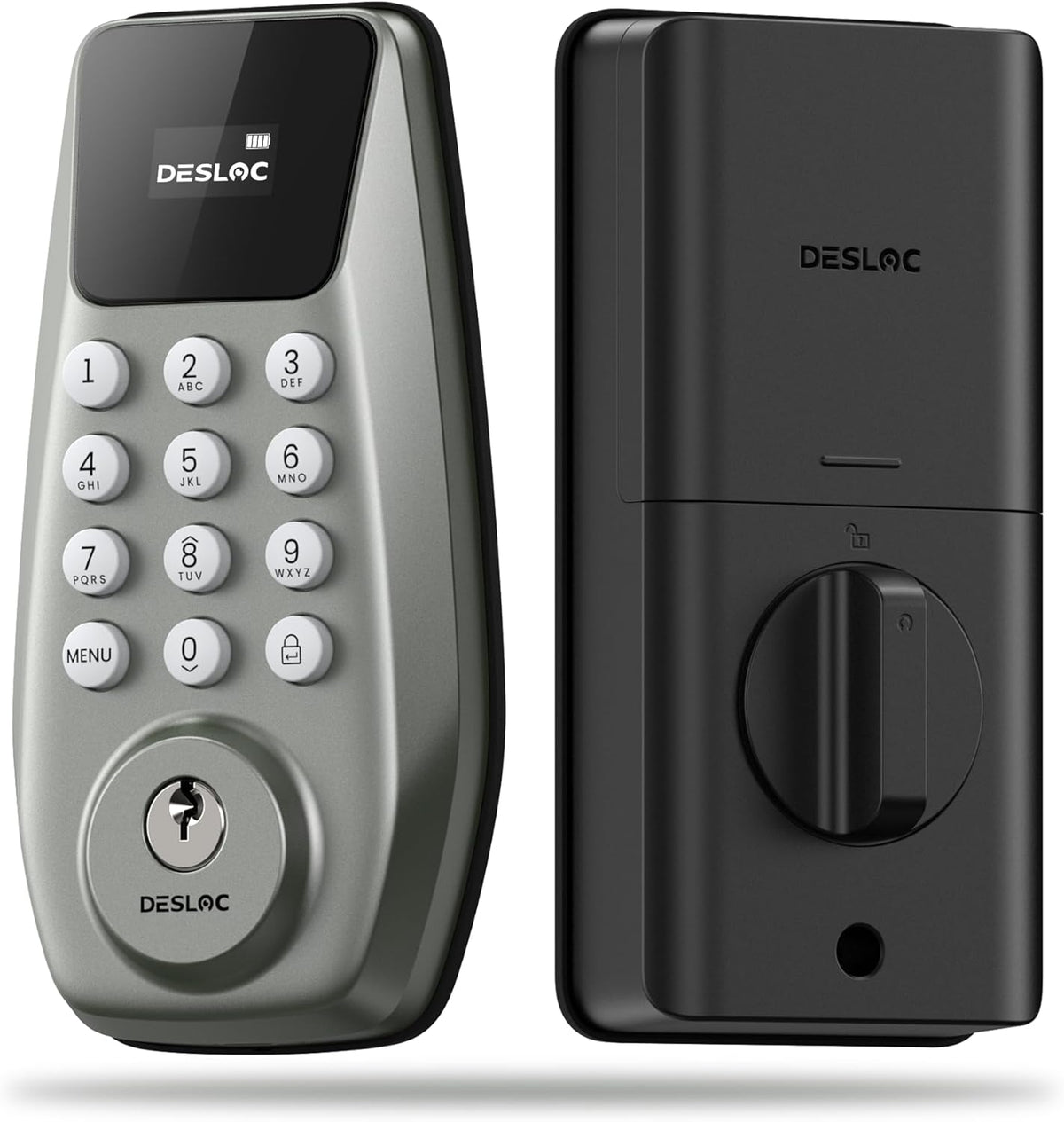 DESLOC Cerradura de puerta de entrada sin llave C100 con pantalla visual, Níquel, Cerrojo