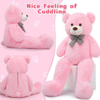 MaoGoLan Oso de peluche gigante de 4 pies, adorable y tierno oso de peluche grande animal de peluche de 47 pulgadas, oso de peluche rosa regalo de peluche decoración para baby shower, fiesta