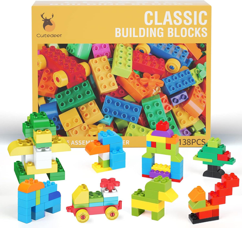 Cutedeer - Bloques de construcción de 138 piezas, juego de ladrillos clásicos para niños pequeños