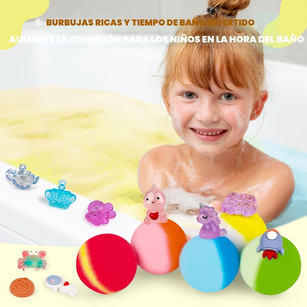 48 piezas de bombas de baño para niños con juguete en el interior, baño de burbujas orgánico y colorido para niños seguro, mejor set de regalo de bombas de baño para cumpleaños, fiesta, Pascua para