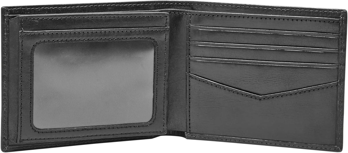 Fossil Ryan - Cartera de piel para hombre, con bloqueo RFID, plegable, con identificación abatible, color negro