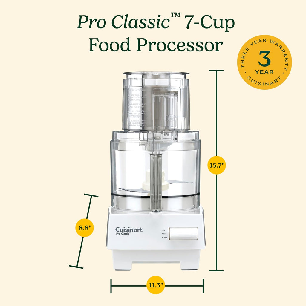 Cuisinart DLC-10SYP1 - Procesador de alimentos de 7 tazas, motor de 600 vatios, blanco