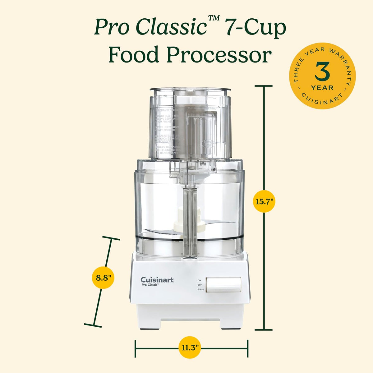 Cuisinart DLC-10SYP1 - Procesador de alimentos de 7 tazas, motor de 600 vatios, blanco