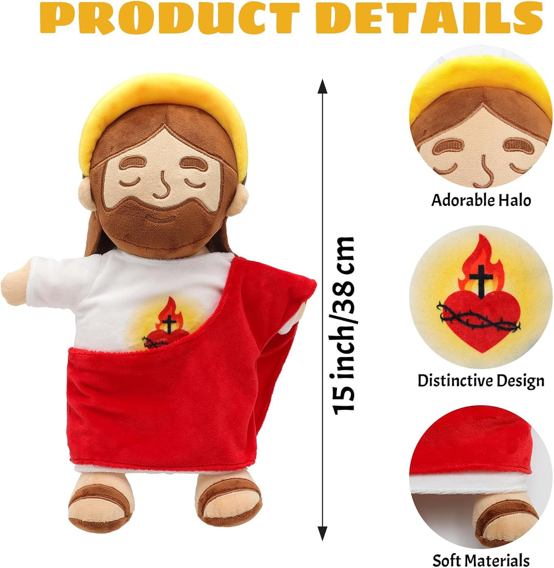 Yelakey Juguetes de peluche calmante de Jesús con luz y sonido, muñ...