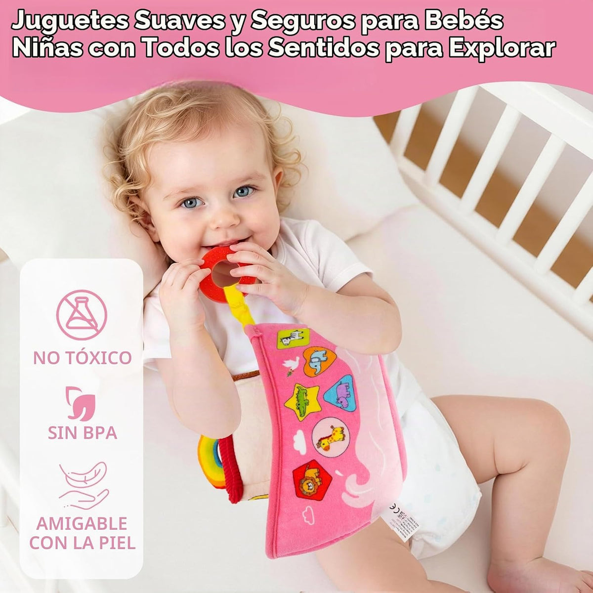 Juguetes para bebé niña de 6 a 12 meses, juguete rosa del arca de Noé con