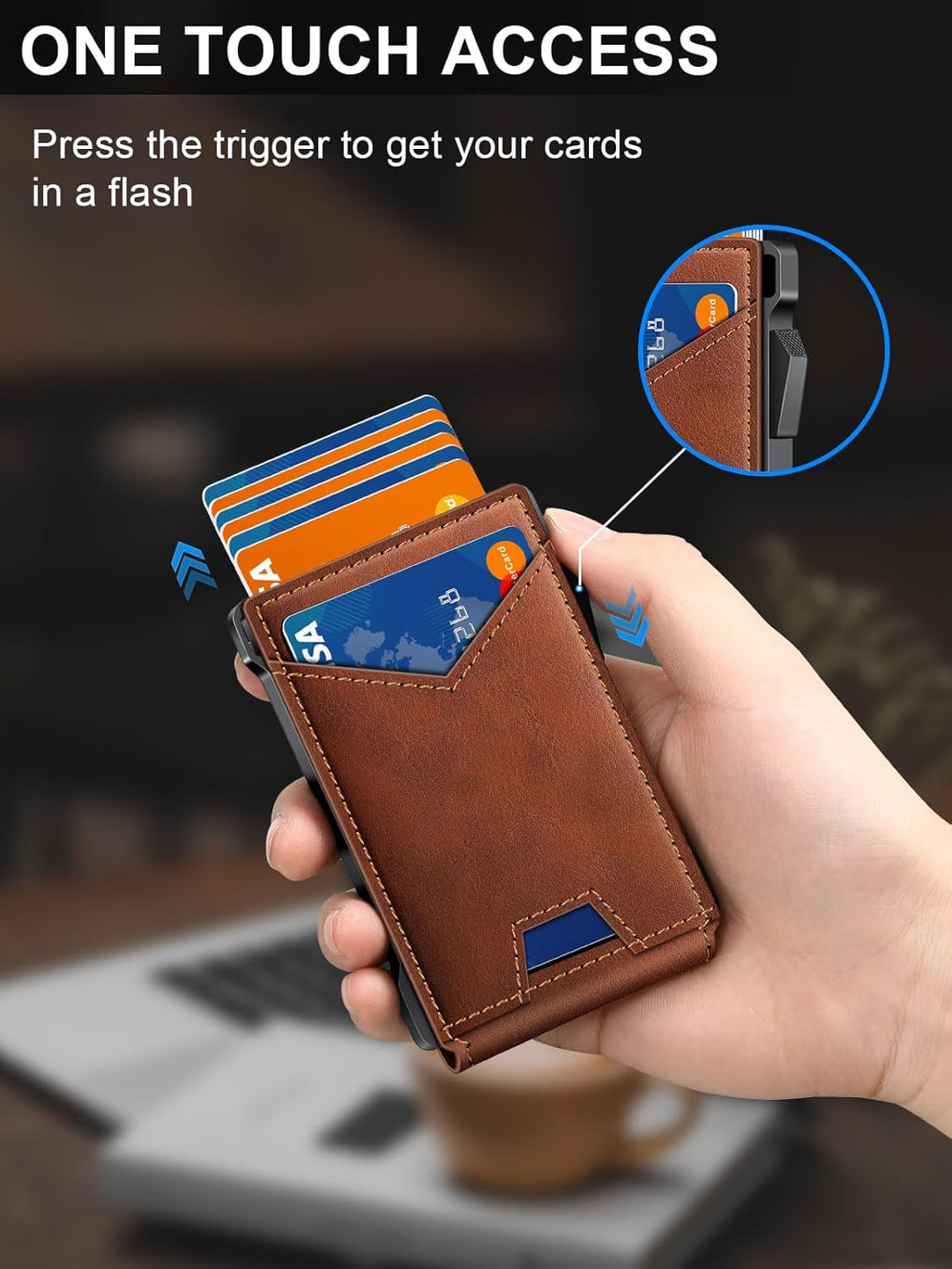 Cartera para hombre con RFID con 2 ventanas para identificación y c...