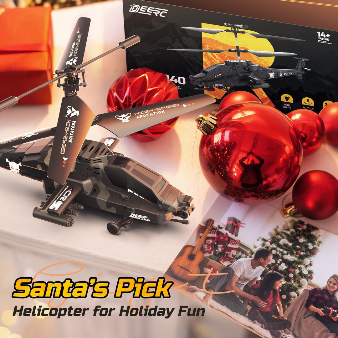 DEERC - Helicóptero RC, avión RC para niños y adultos, helicóptero...