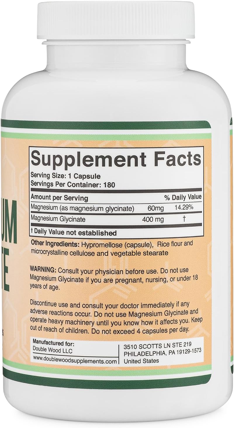 Glicinato de magnesio 400 mg | 180 cápsulas | Apoyo para el sueño,...