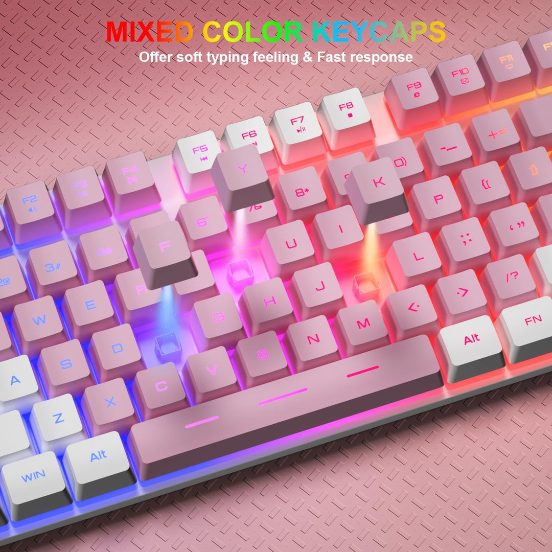 BlueFinger Combo de teclado RGB para juegos y mouse retroiluminado,...