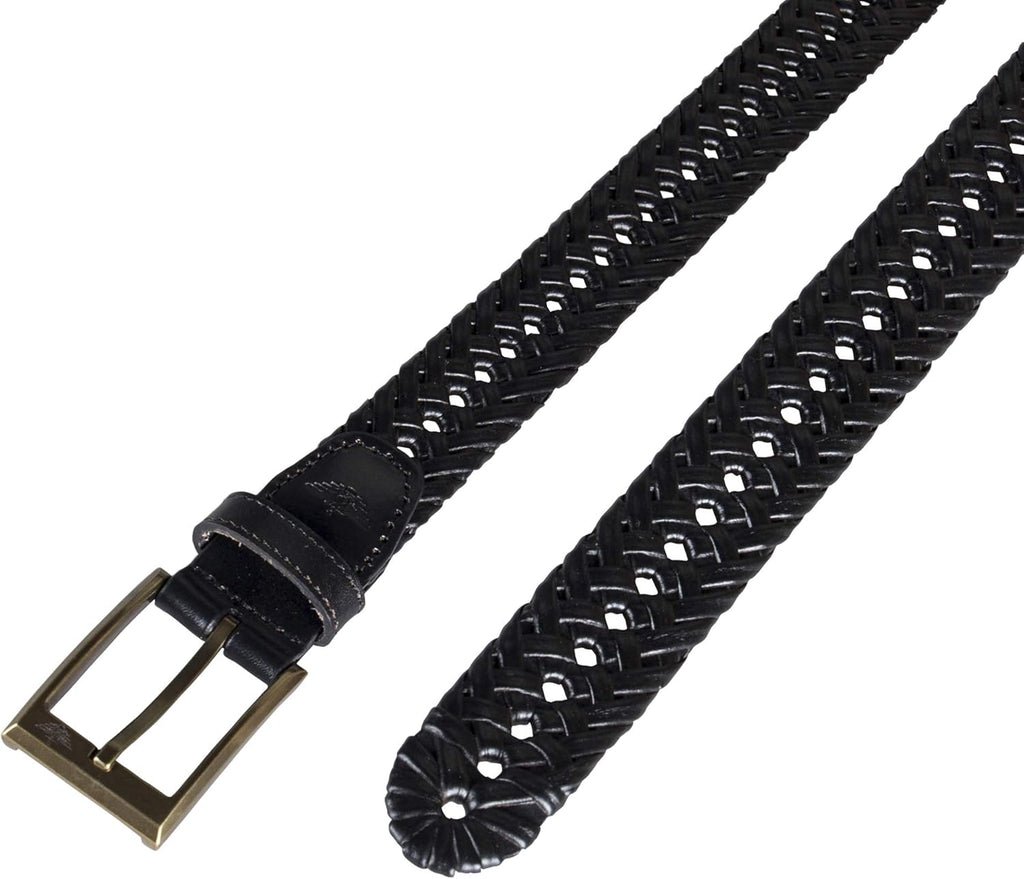 DOCKERS Cinturón de cuero trenzado para hombre, correa casual total...