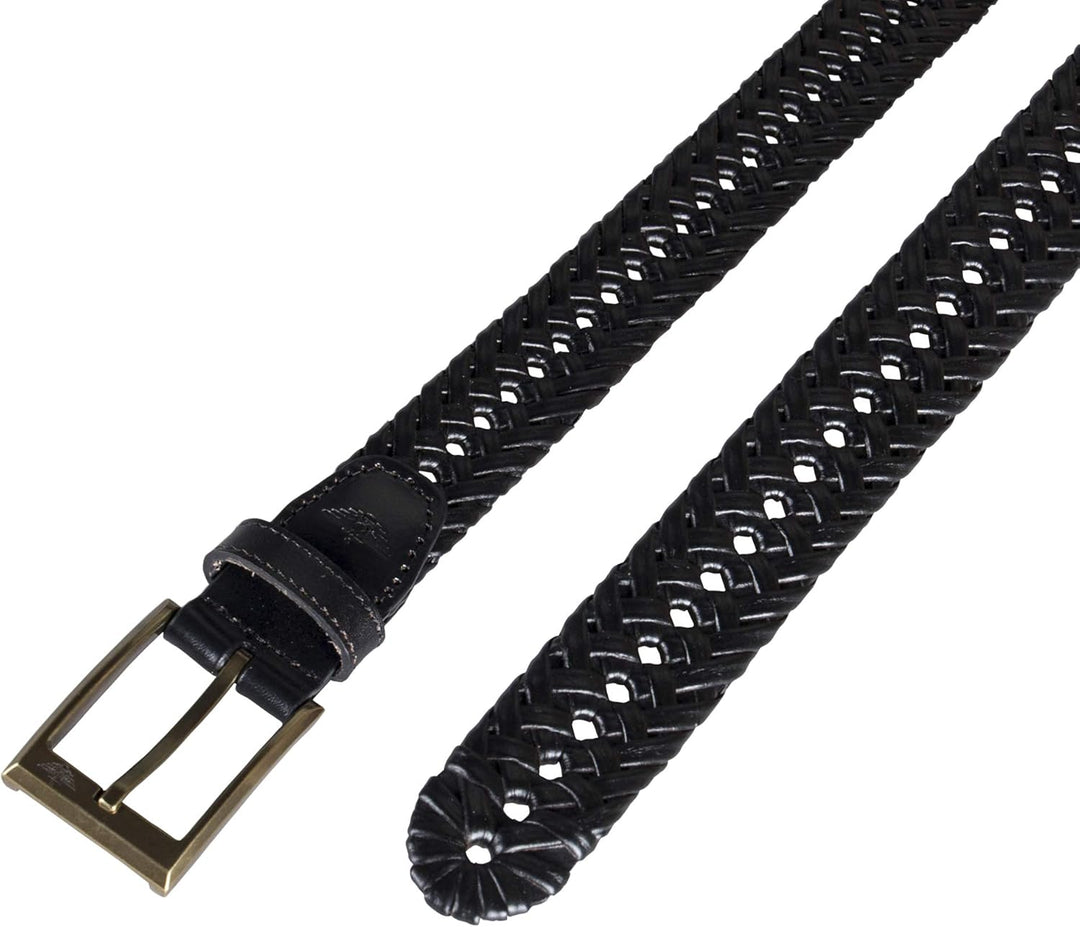 DOCKERS Cinturón de cuero trenzado para hombre, correa casual total...