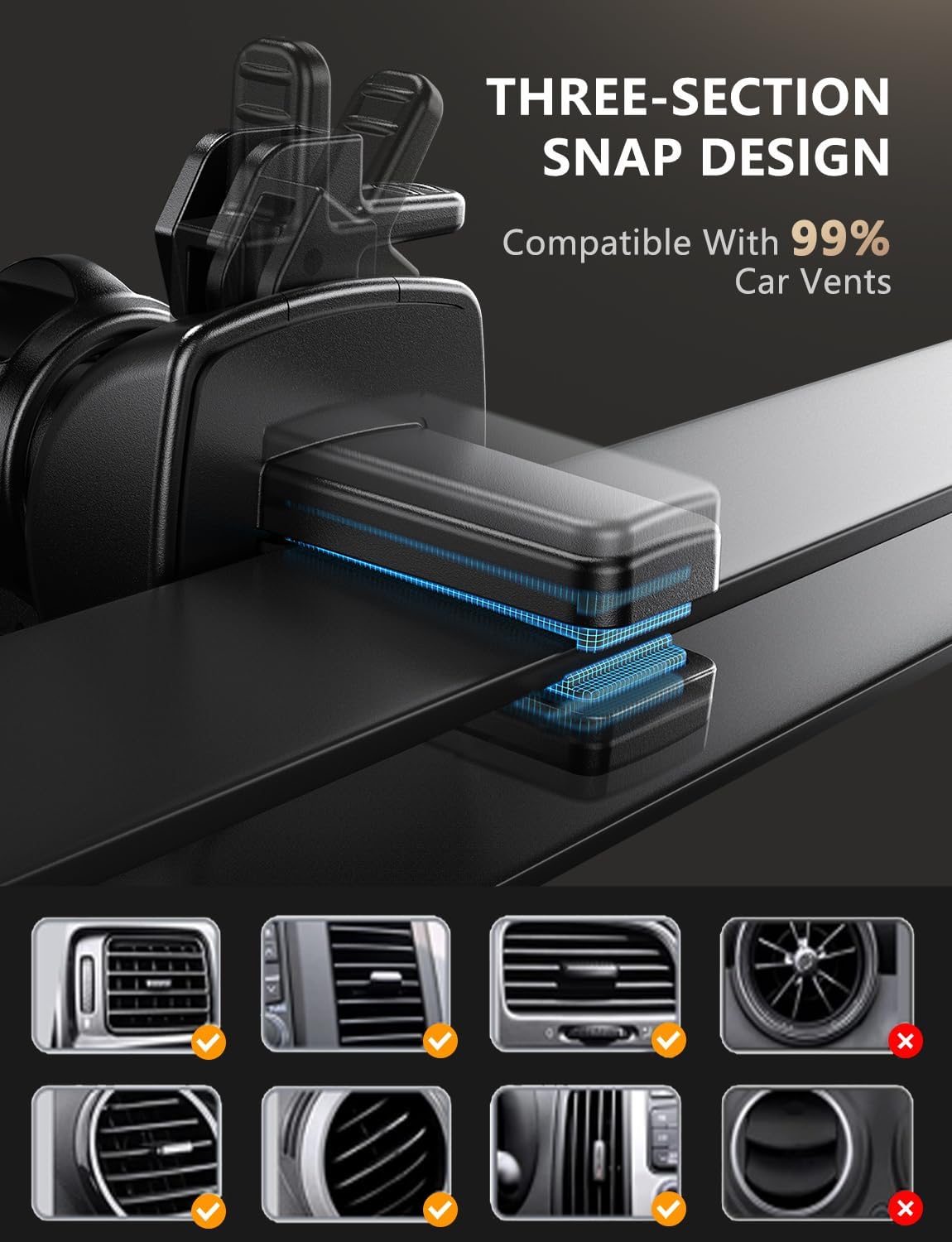 Cargador inalámbrico para automóvil, carga rápida de 15 W, cargador de automóvil con sujeción automática para teléfono celular, soporte de ventilación para iPhone 15 14 13 12 Mini Pro Max 11 XR XS X, Samsung Galaxy S23 Ultra S22 S21+ Note 20, etc