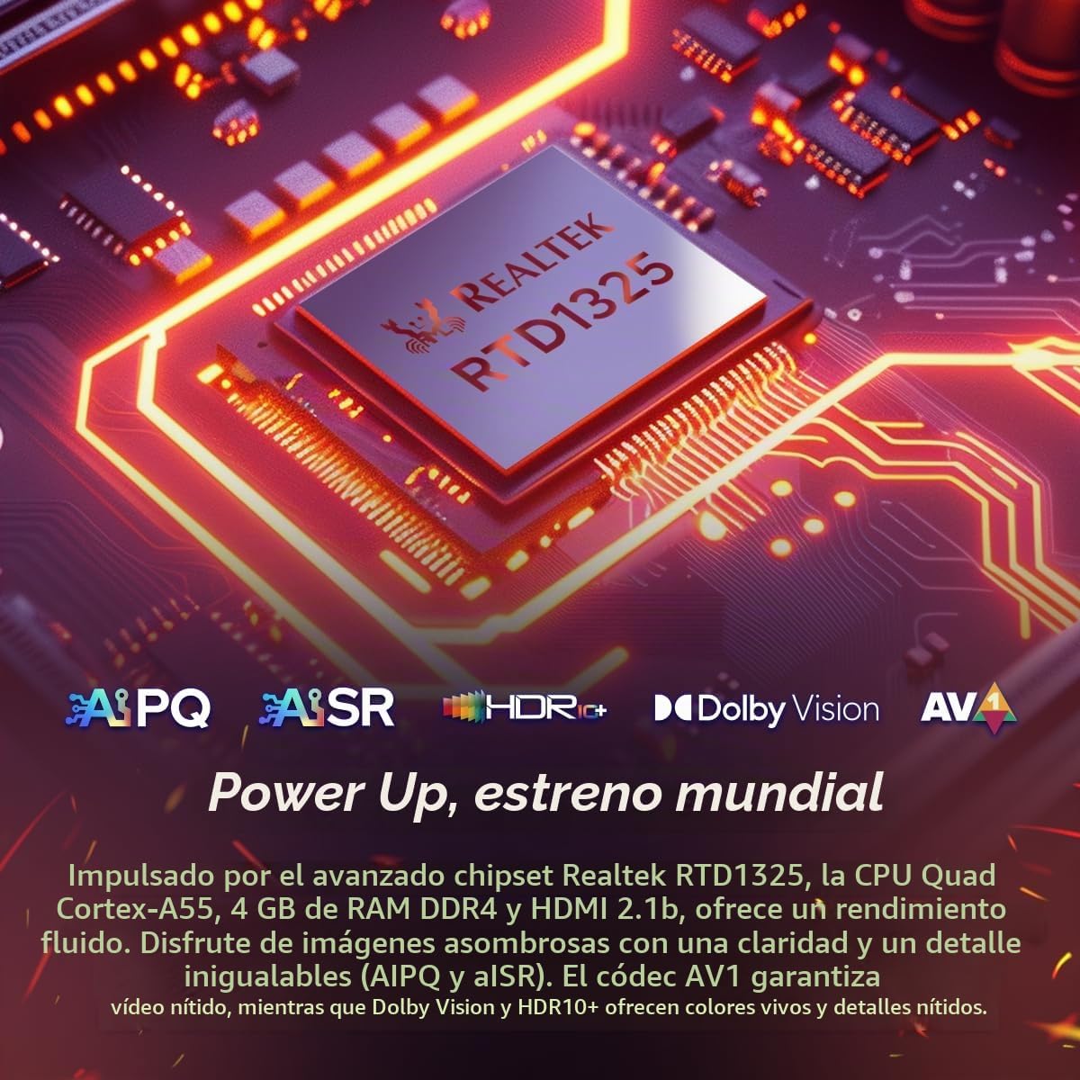 RockTek GX1 4K Reproductor de transmisión de Google TV, Dolby Vision y Atmos, Wi-Fi 6 (renovado)