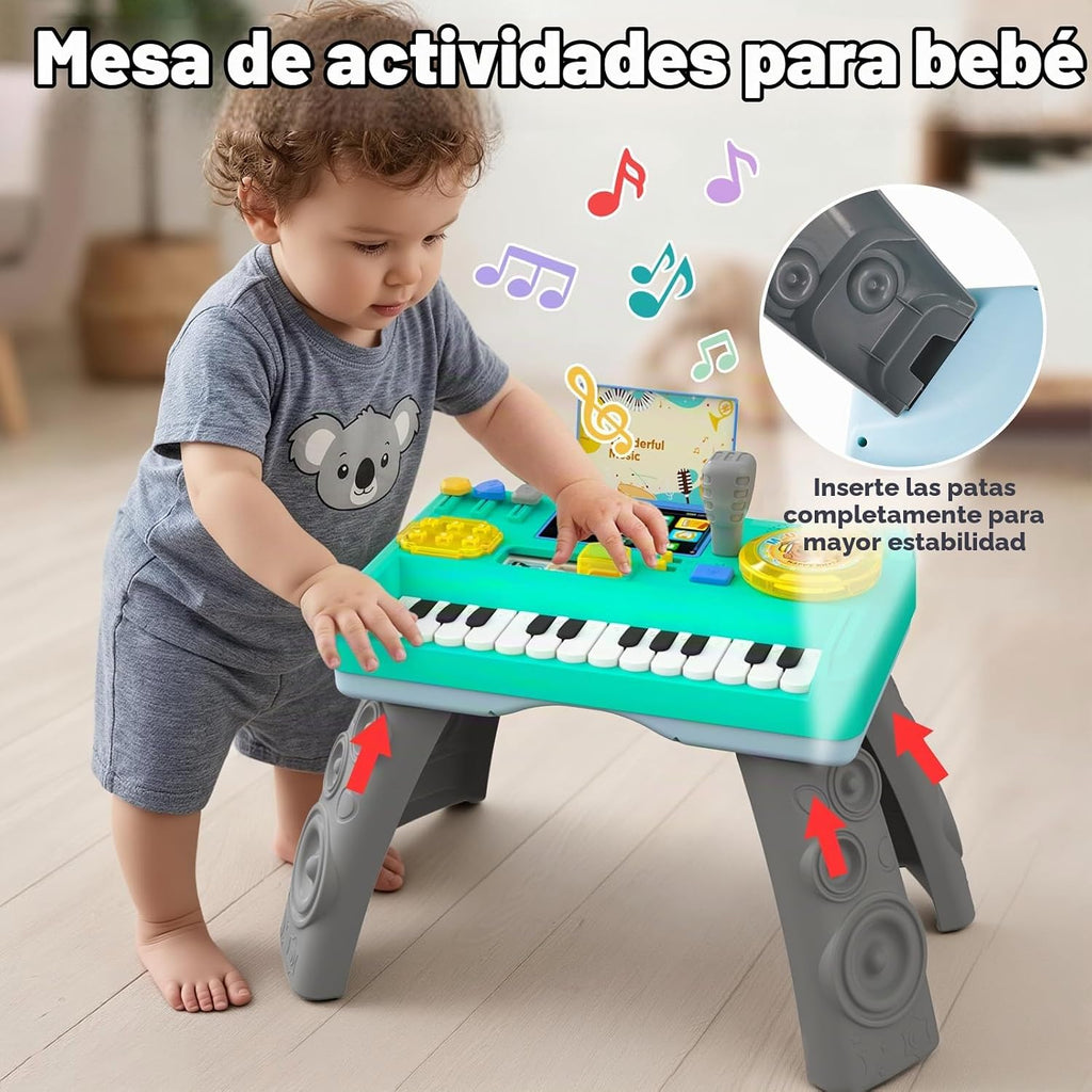 Mesa de DJ para bebés para niños pequeños, juguetes de piano