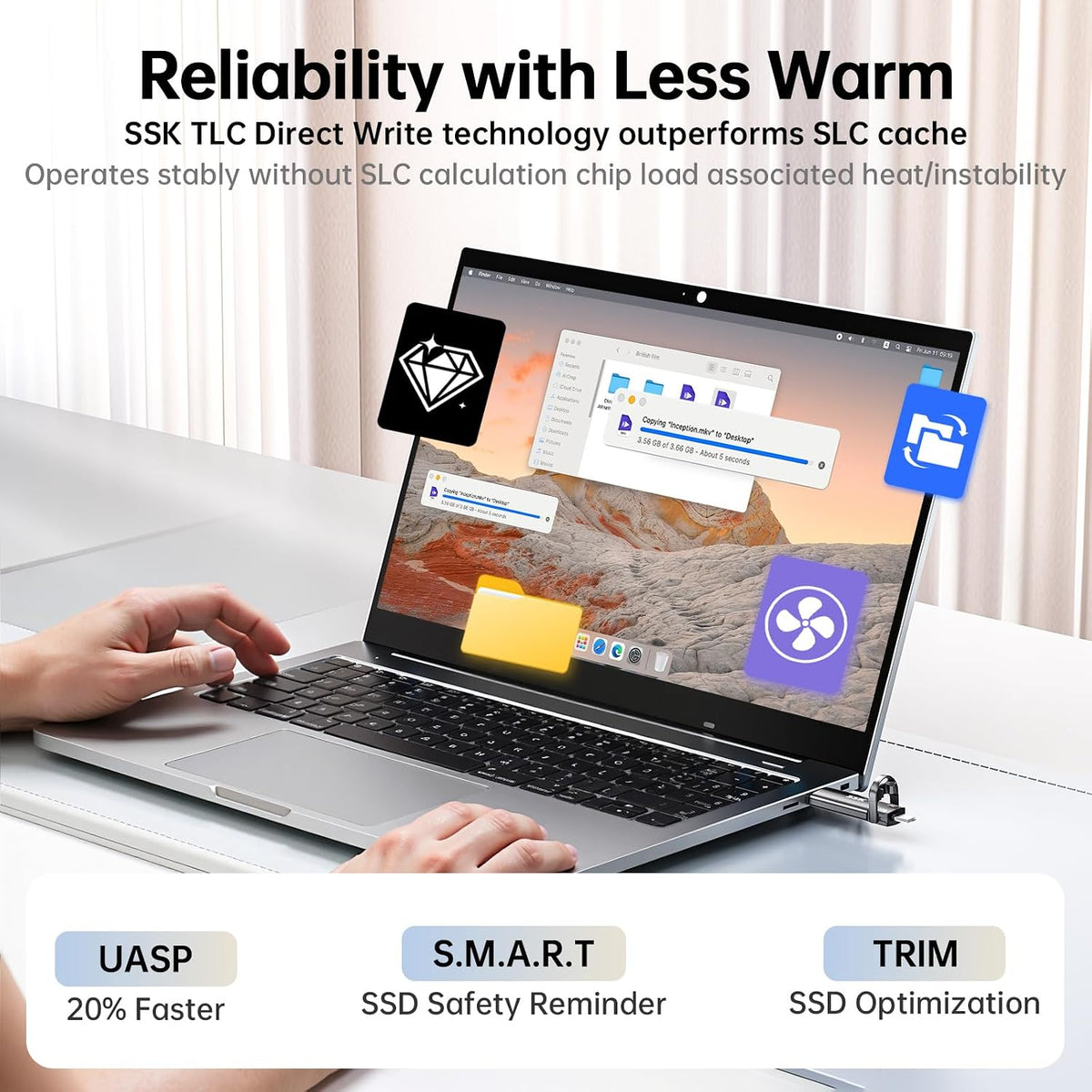 SSK Unidad Flash USB 256GB SSD Externa, TLC NAND Unidad de Estado S...