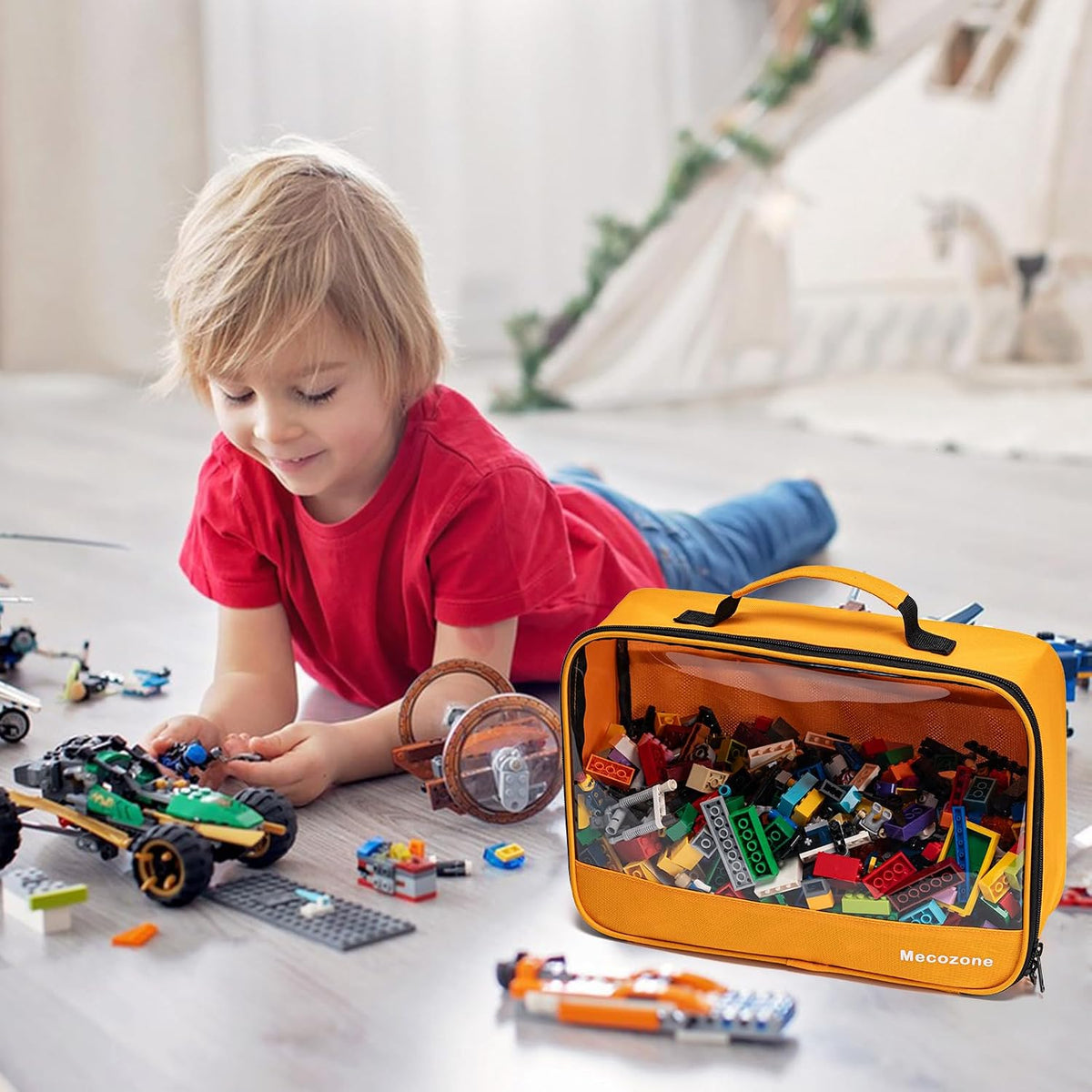 4 piezas de bolsa de almacenamiento para juguetes, bolsa de almacenamiento para conjunto de construcción de ladrillos clásicos, estuche de viaje para juguetes de construcción, rompecabezas