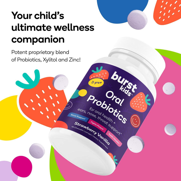 Burst Kids Probióticos (vainilla de fresa\/45 pastillas masticables...