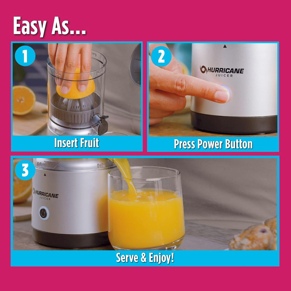 Hurricane Juicer, potente máquina extractor de jugo inalámbrico, exprimidor de frutas de diseño compacto con piezas aptas para lavavajillas, exprimidor eléctrico recargable de 500 RPM para naranjas