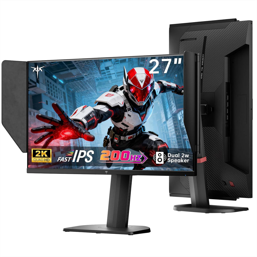 KTC 27 Pulgadas Monitor para Juegos 27M1, Monitor de Computadora 1440p 200Hz con Altavoces Integrados, Hasta 210Hz, 2K QHD IPS Rápido, Sincronización Adaptativa, 130% sRGB, ΔE＜2, Monitores de Altura