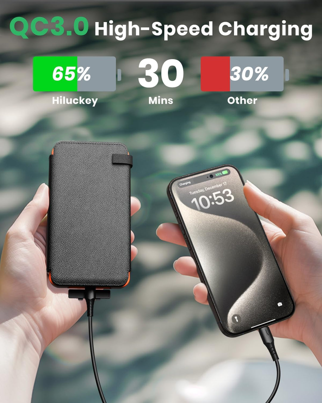 Hiluckey Cargador solar de 25000 mAh, banco de energía portátil USB...