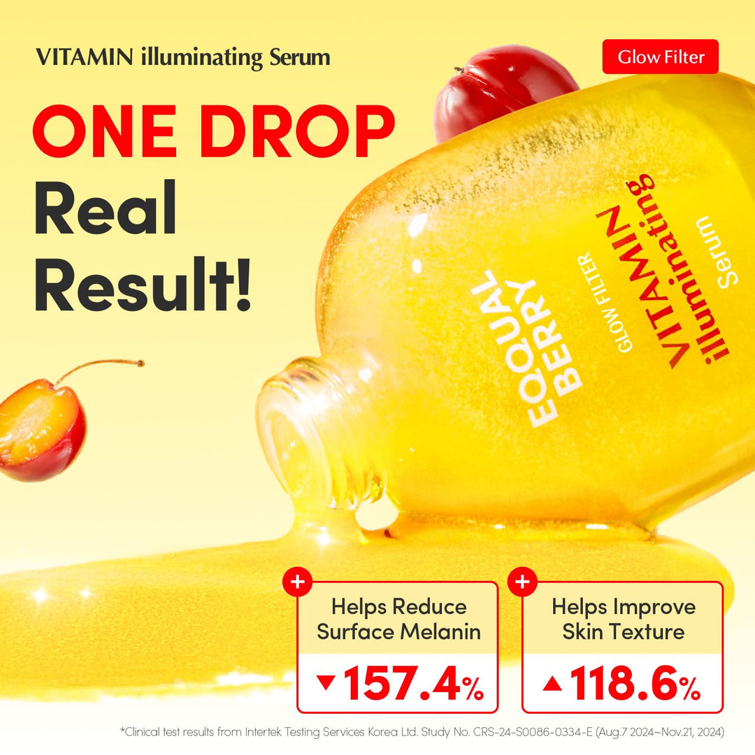 EQQUALBERRY - Suero iluminador de vitamina doble, niacinamida al 4%...