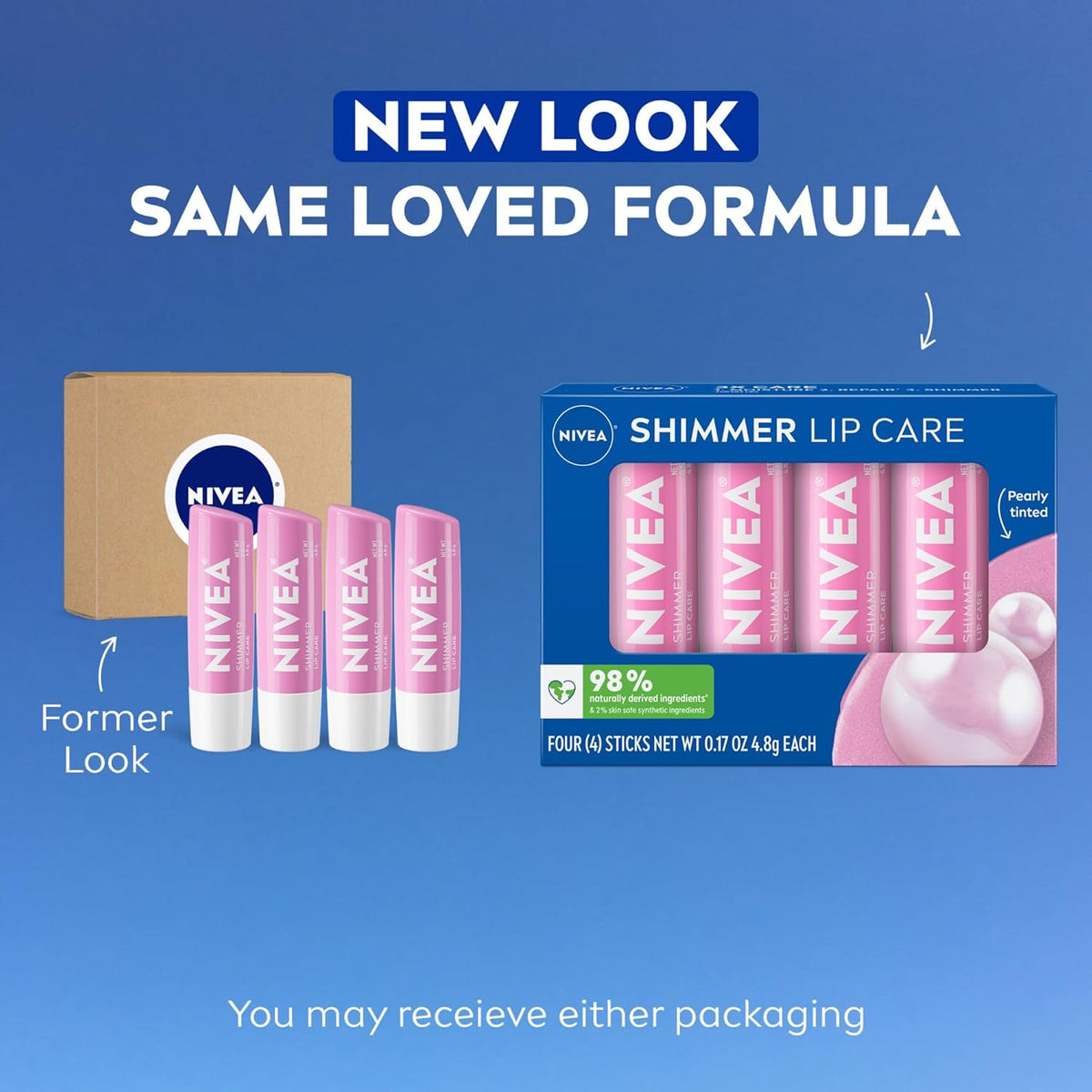 NIVEA Shimmer Lip Care, paquete de bálsamo labial brillante con man...