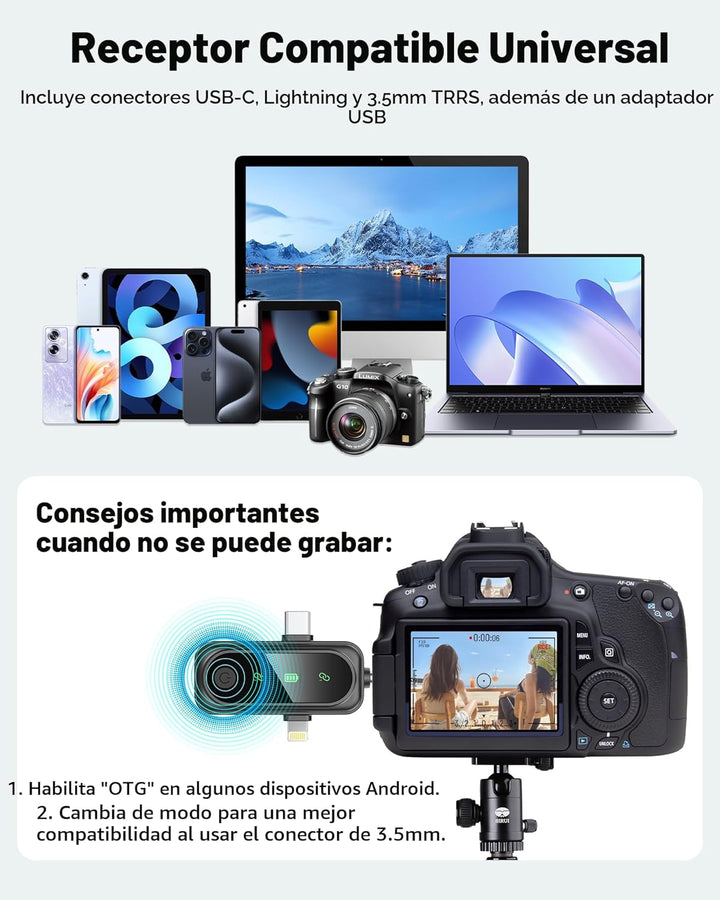 GoorDik Micrófono Lavalier inalámbrico para iPhone, Android, USB C,...