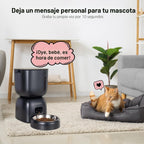 Alimentador automático para gatos y dispensador de agua FW1, dispensador de comida para gatos con cable o batería, temporizador, alimentador para mascotas con tapa de cierre, bolsa desecante, control