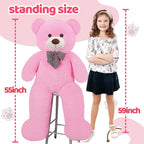 SNOWOLF Oso de Peluche Gigante Rosa de 47" Animales de Peluche...