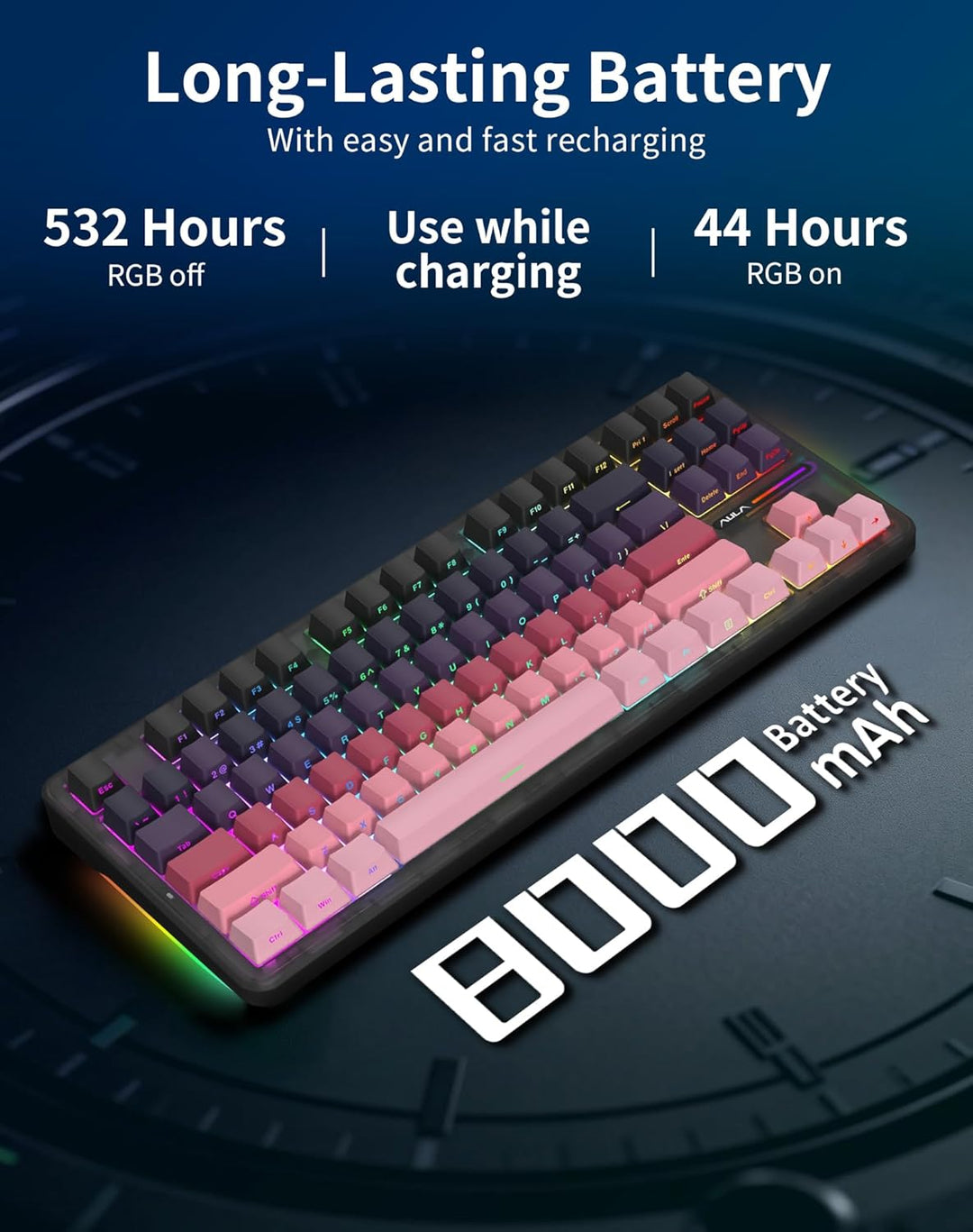 Aula F87 Pro Gaming Keyboard, Tri-Mode BT5.0\/2.4GHz\/USB-C Hot-Swa...