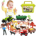 BOLZRA 32PCS Figuras de Animales de Granja con Tractores para Niños Pequeños de 1 a 5 años