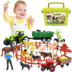 BOLZRA 32PCS Figuras de Animales de Granja con Tractores para Niños Pequeños de 1 a 5 años