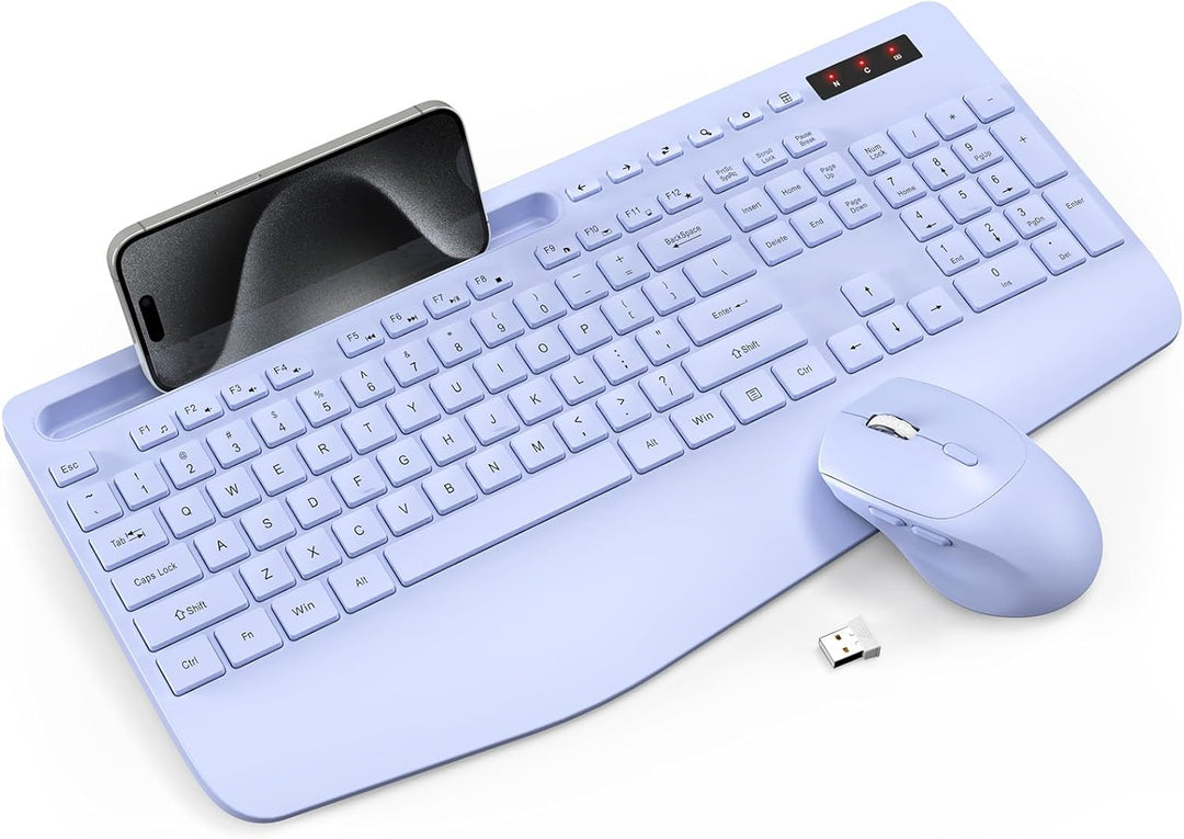 Combo de teclado y mouse inalámbrico - Teclado ergonómico de tamaño...