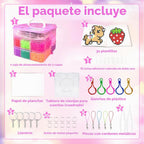 Kit de manualidades de 11000 cuentas fusibles con caja de almacenamiento, 20 colores de cuentas de 0.197 in, tableros de clavijas, papeles de planchar y accesorios. Juego de manualidades para niños y