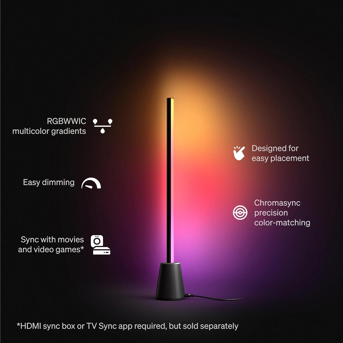 Lámpara Philips Hue Play - Lámpara de mesa, LED RGBWWIC, 23.6 pulgadas, paquete de