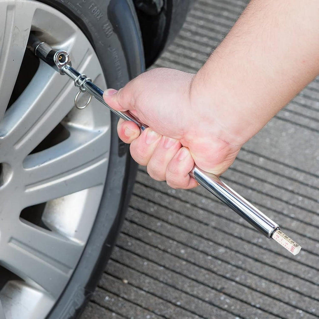 CZC AUTO Medidor de presión de neumáticos, pie recto, resistente, portabrocas de doble cabezal, medidor de aire de servicio automático, 10-150 PSI, 100-1000 KPa para camión, automóvil, caravana,