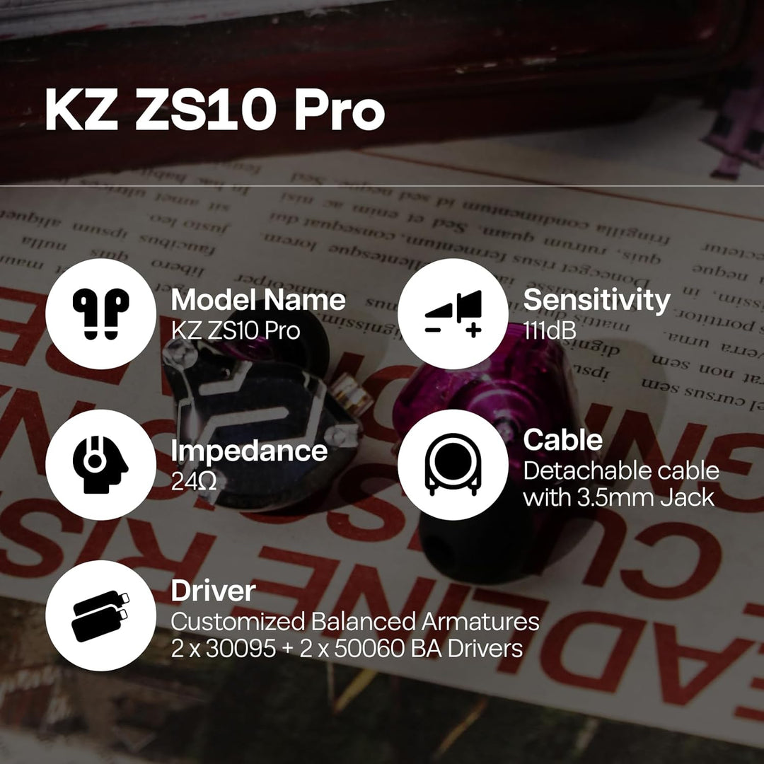 Linsoul KZ ZS10 Pro, auriculares intraaurales monitor de 5 controla...