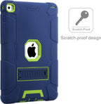 BENTOBEN Funda para iPad Air 2, [funda híbrida a prueba de golpes] con función atril, resistente a los golpes de triple capa, a prueba de caídas, para iPad Air 2 con pantalla Retina, iPad 6, azul marino/verde