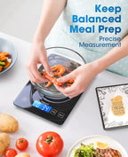 Báscula de alimentos digital de peso gramos y onzas, 22 libras/10 kg báscula de cocina para cocinar hornear, 1 g/0.1 onza precisión graduación, elegante plataforma de vidrio templado