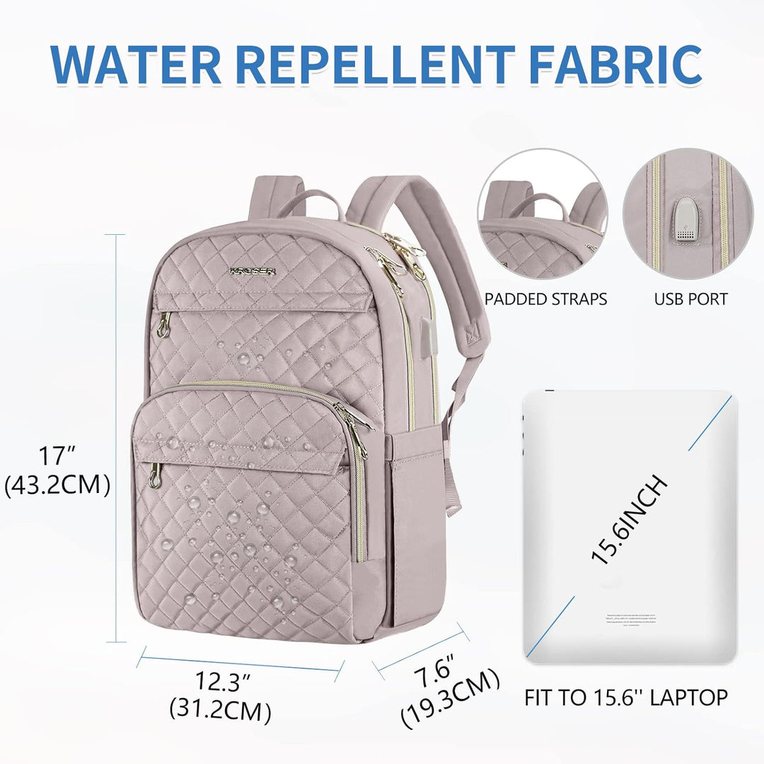 KROSER Mochila para laptop para mujer de 15.6 pulgadas, mochila dia...