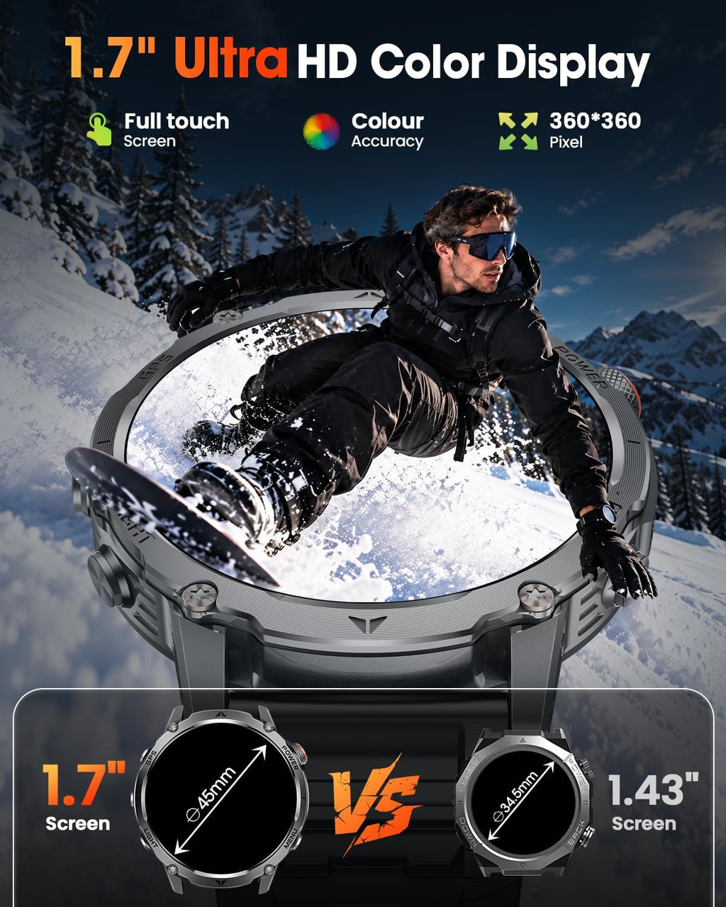 Reloj inteligente militar con GPS incorporado para hombres, reloj